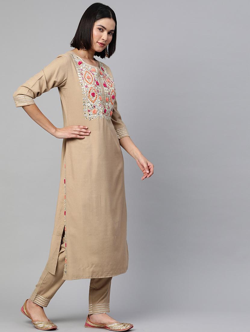 women kurta pant set with dupatta - 18847895 - Standard Image - 2