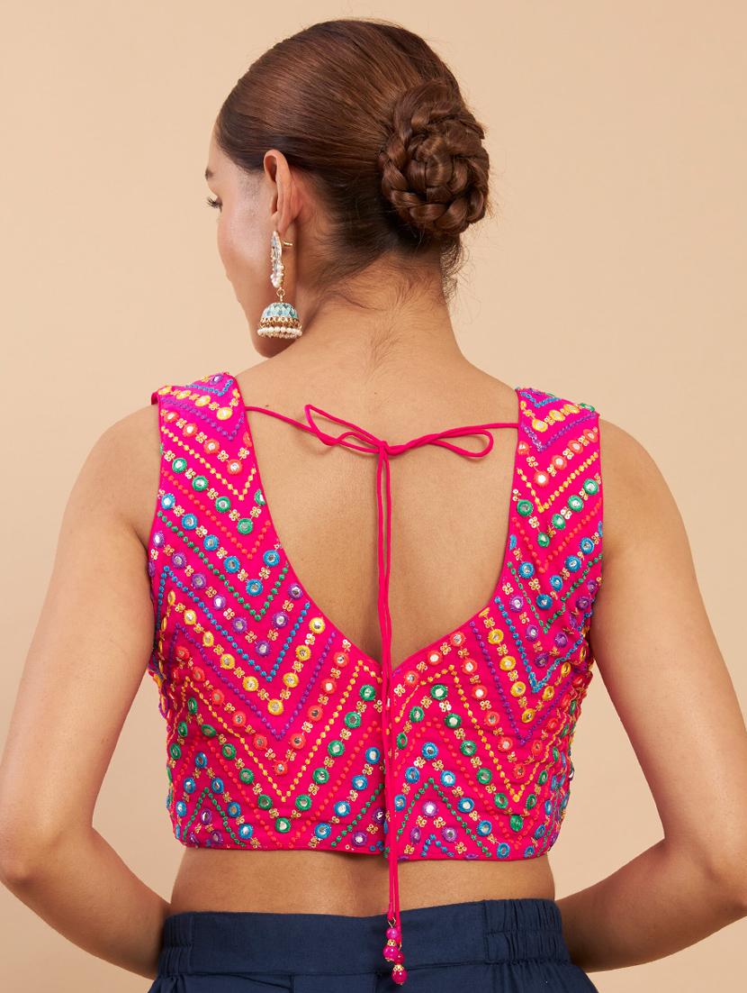 pink georgette regular blouse - 18858024 - Standard Image - 2