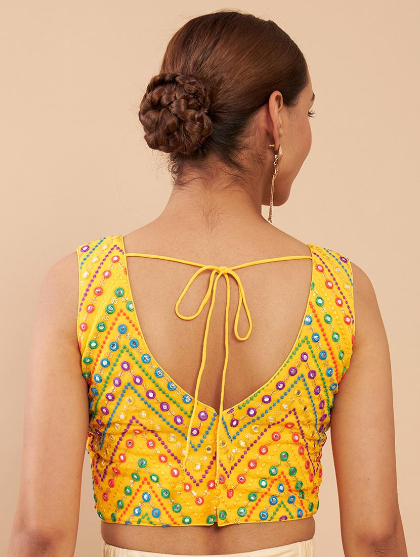 yellow georgette regular blouse - 18858025 - Standard Image - 2