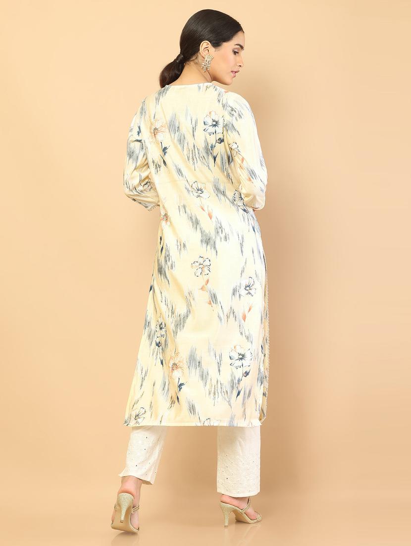 chanderi printed kurta - 18861423 - Standard Image - 2