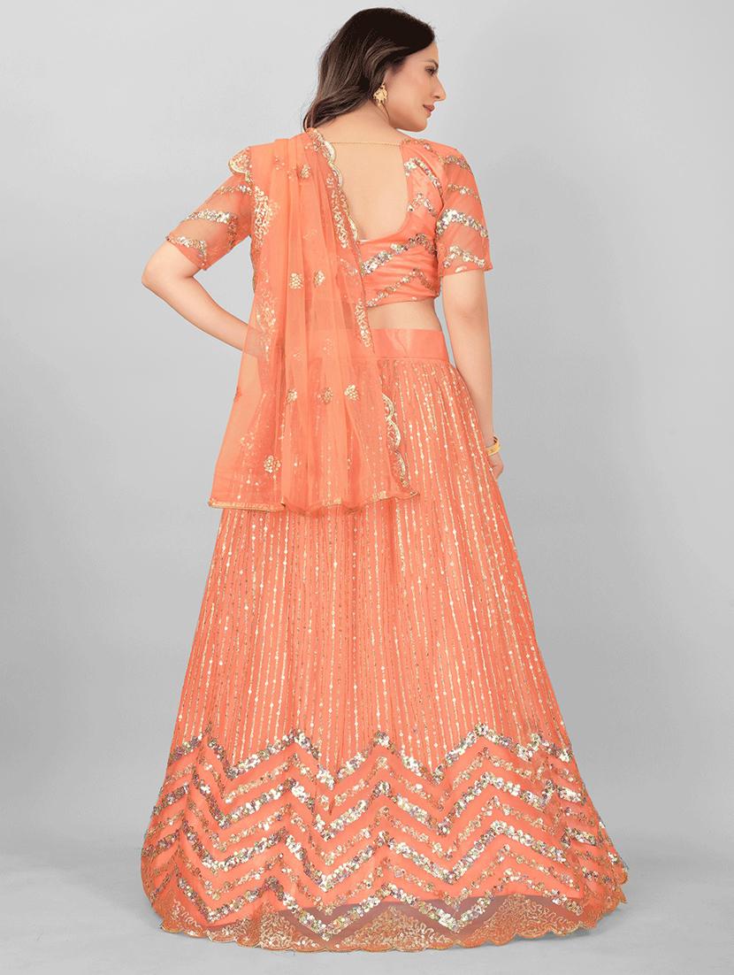 orange net flared lehenga - 18865770 - Standard Image - 2