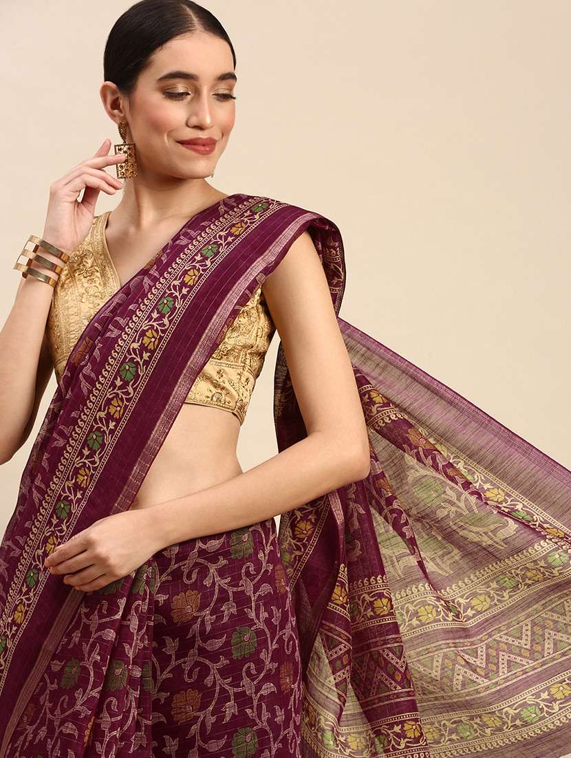 women's floral purple colored saree - 18870075 -  Standard Image - 2