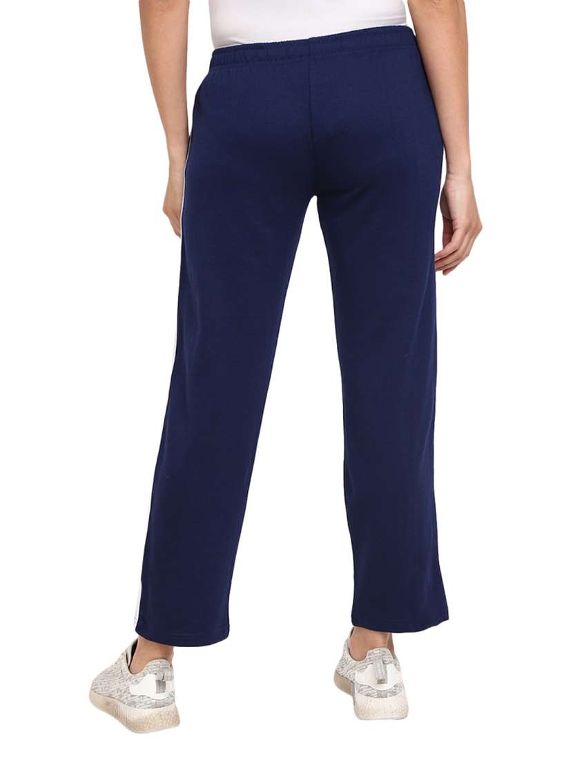 women navy blue side taped track pant - 18870204 -  Standard Image - 2