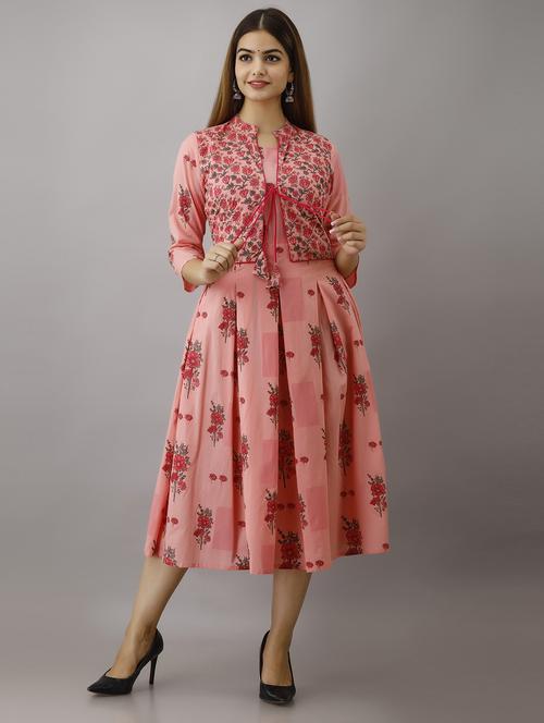 pink coloured printed kurta pant set - 18873636 -  Standard Image - 0