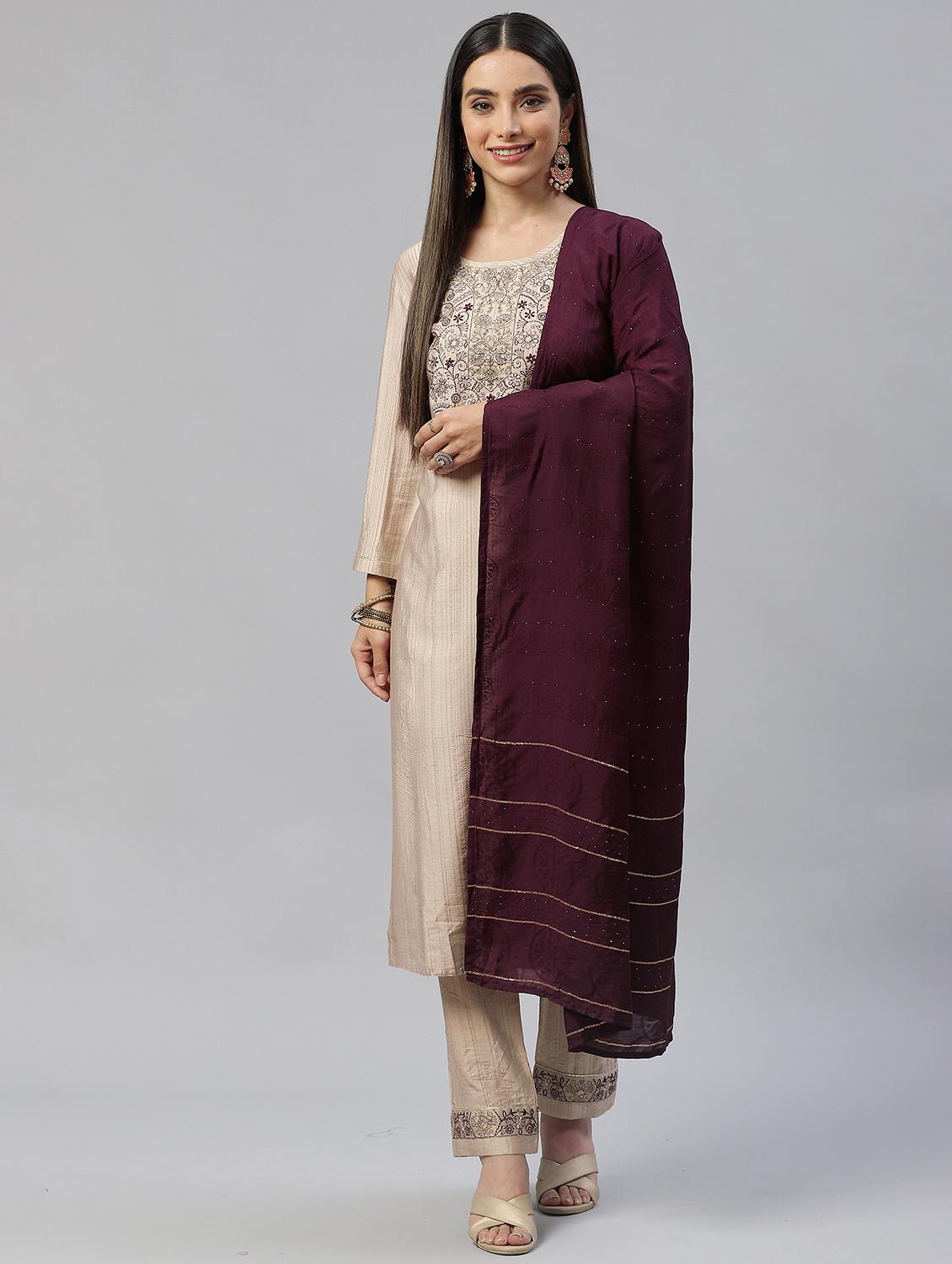 embroidered kurta set with dupatta