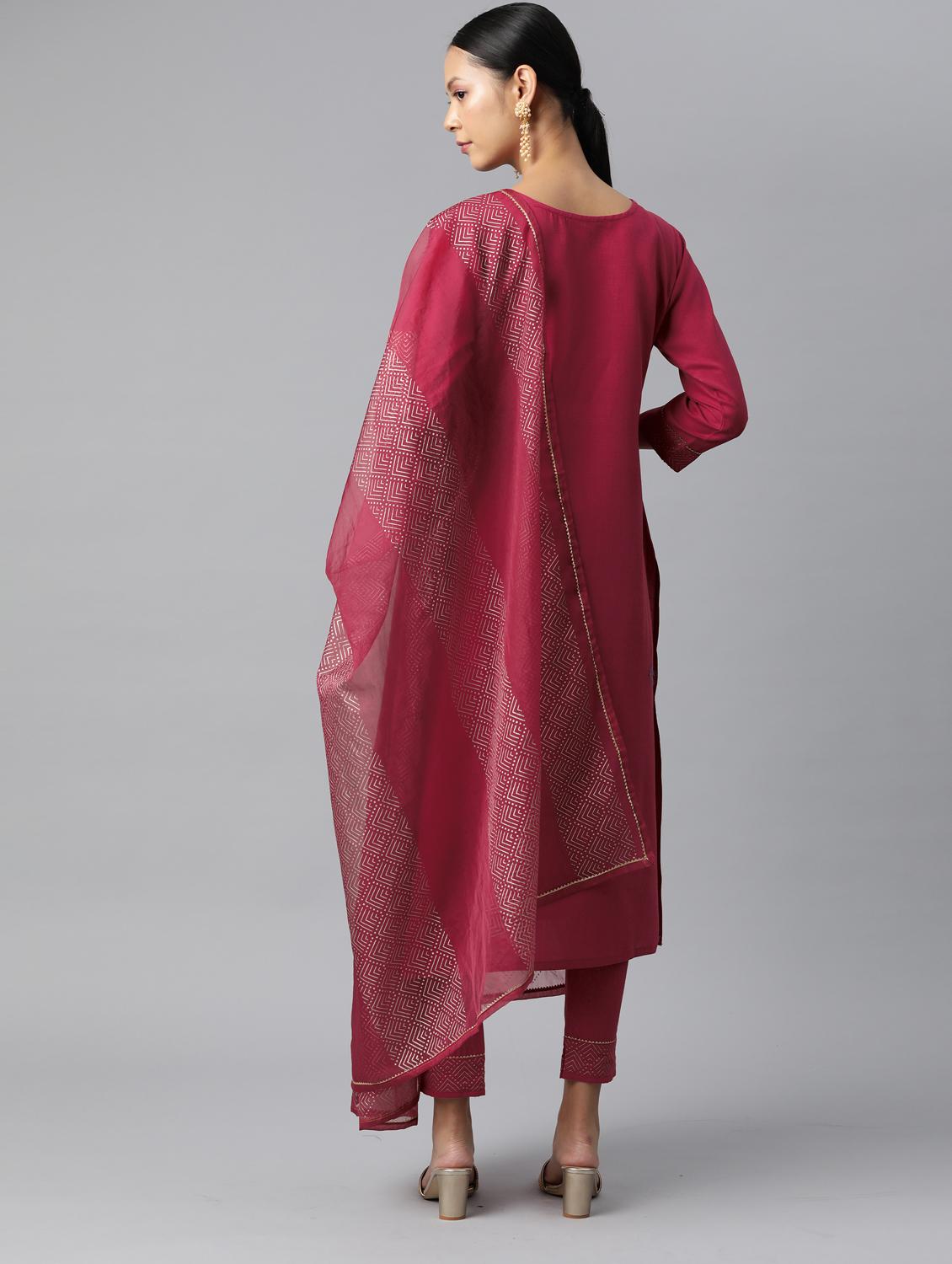foil printed kurta set with dupatta - 18875414 - Standard Image - 2