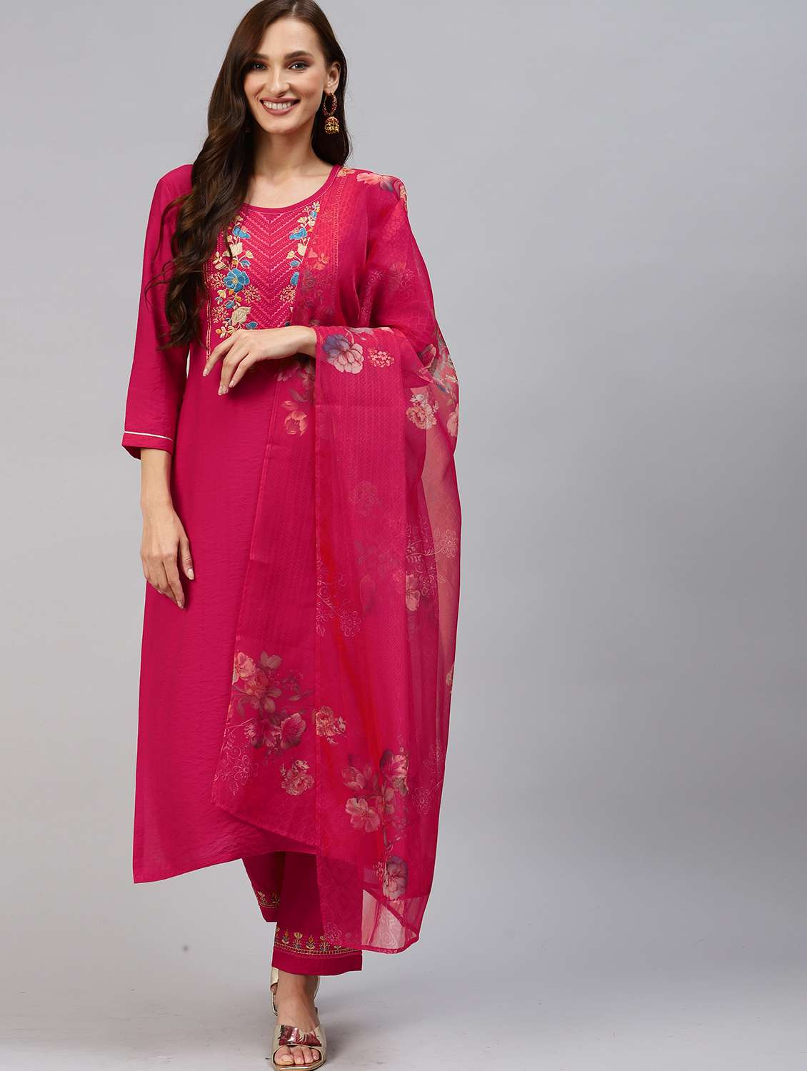 embroidered kurta set with dupatta