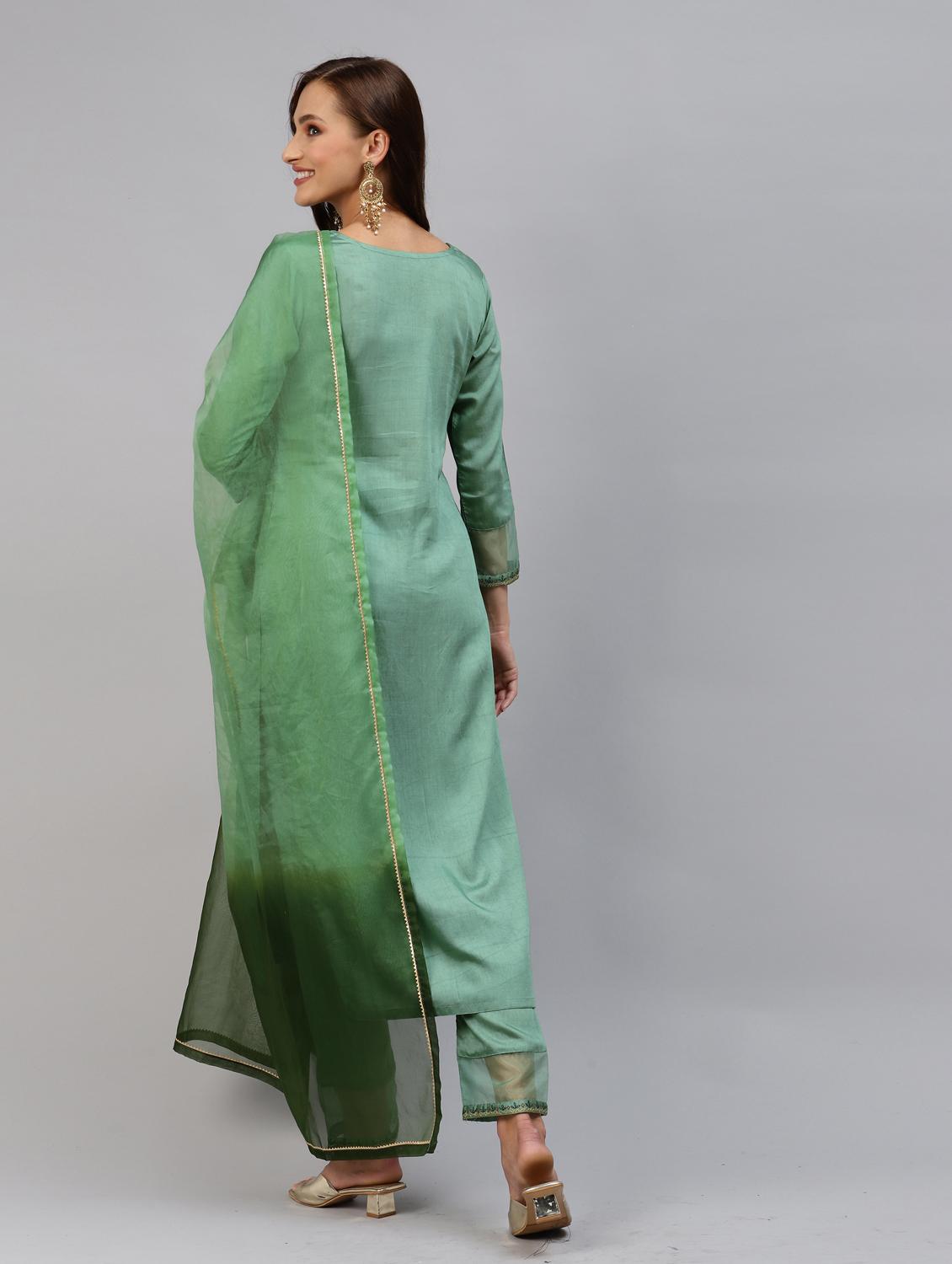 embroidered kurta set with dupatta - 18875419 - Standard Image - 2
