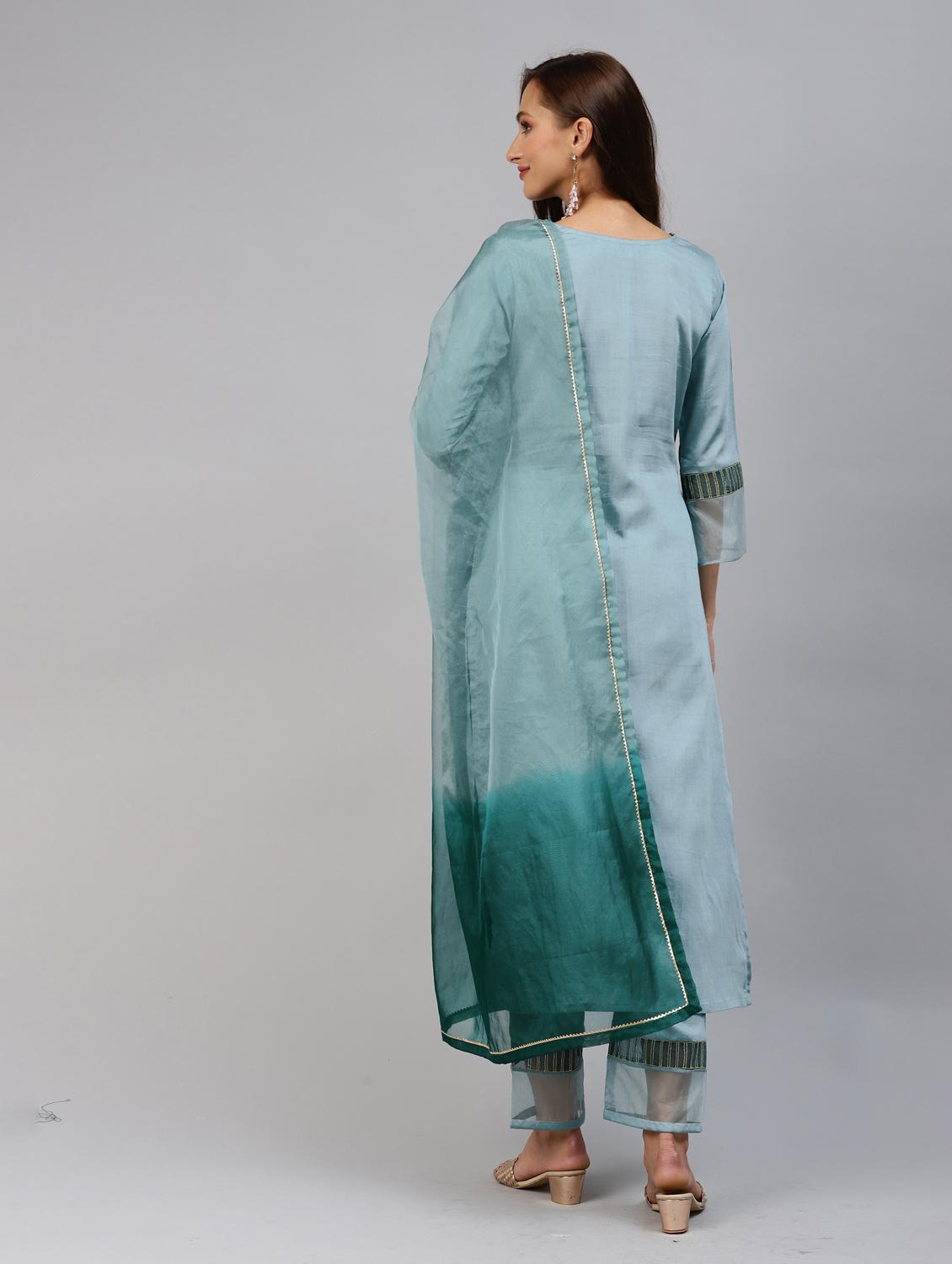 embroidered kurta set with dupatta - 18875423 - Standard Image - 2