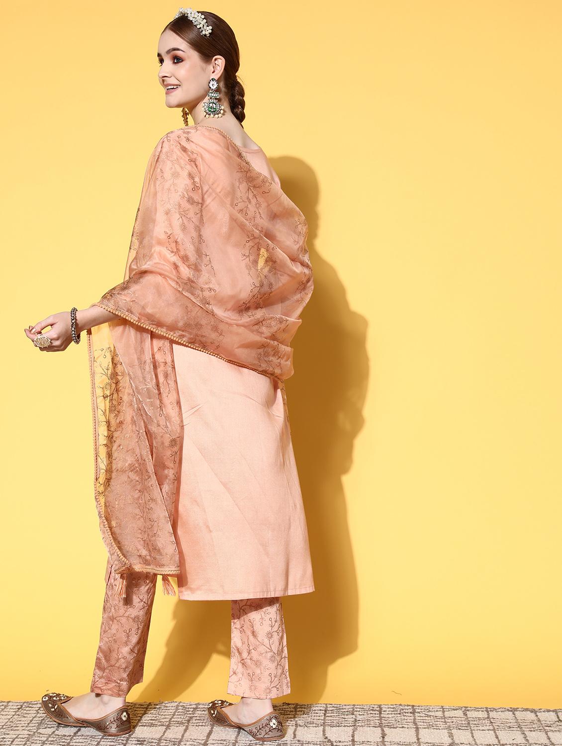 embroidered kurta set with dupatta - 18875434 - Standard Image - 2