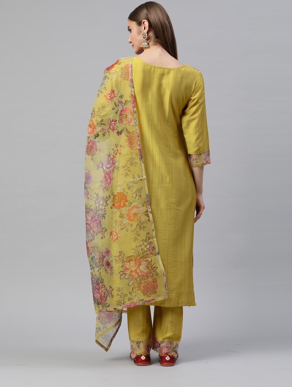embroidered kurta set with dupatta - 18875435 - Standard Image - 2