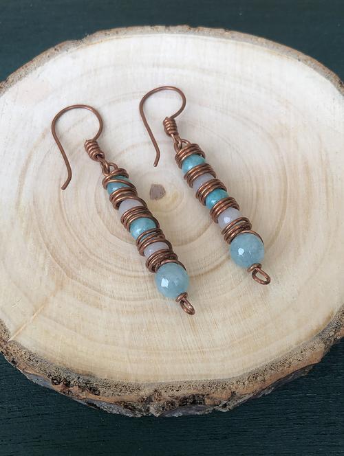 blue copper drop earring - 18875530 - Standard Image - 0