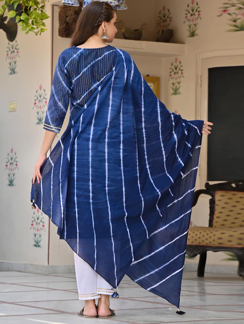 printed kurta pant dupatta set - 18875680 - Standard Image - 2