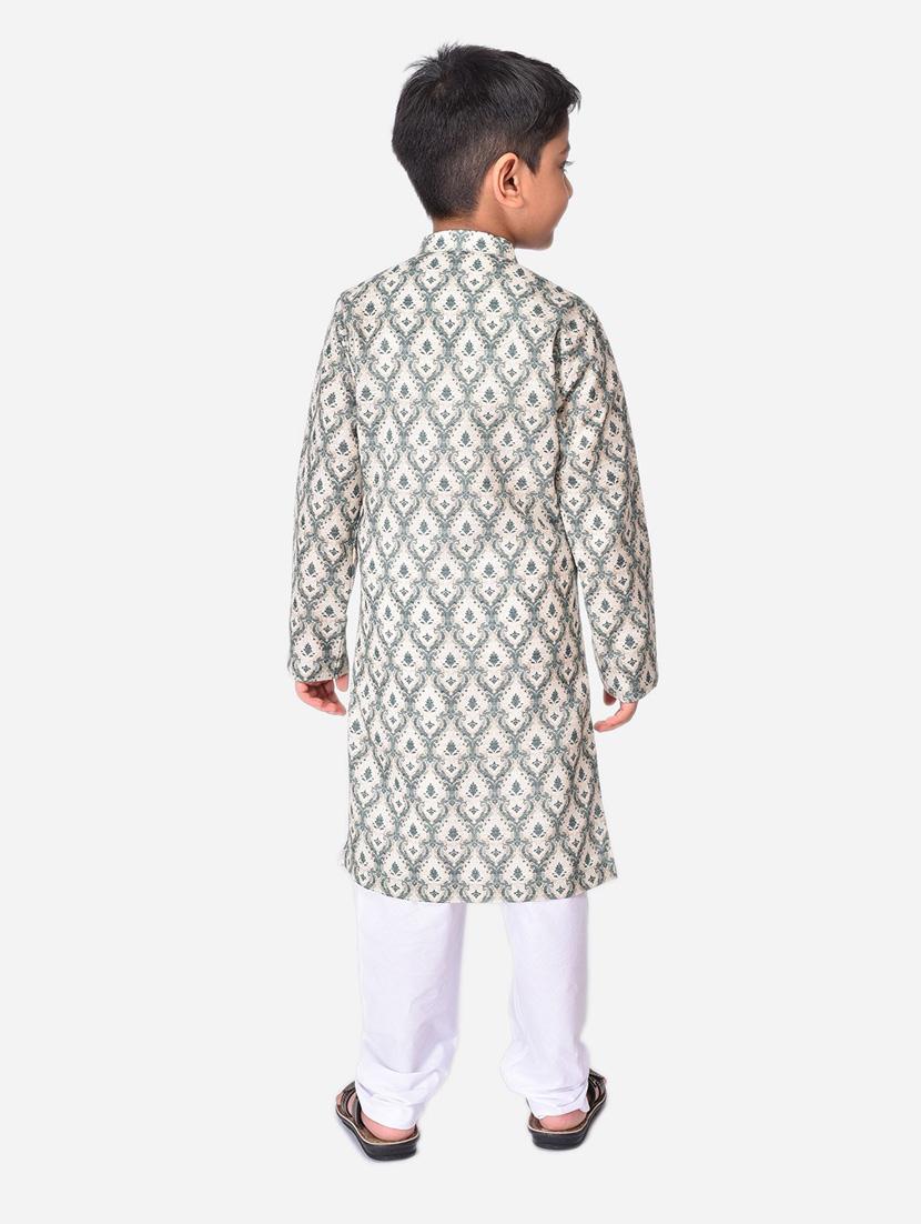 boys mandarin neck printed kurta pyjama set - 18875994 - Standard Image - 2