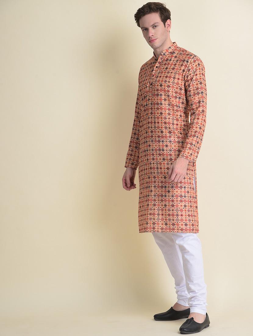 men printed kurta churidar ethnic wear set - 18876070 - Standard Image - 2