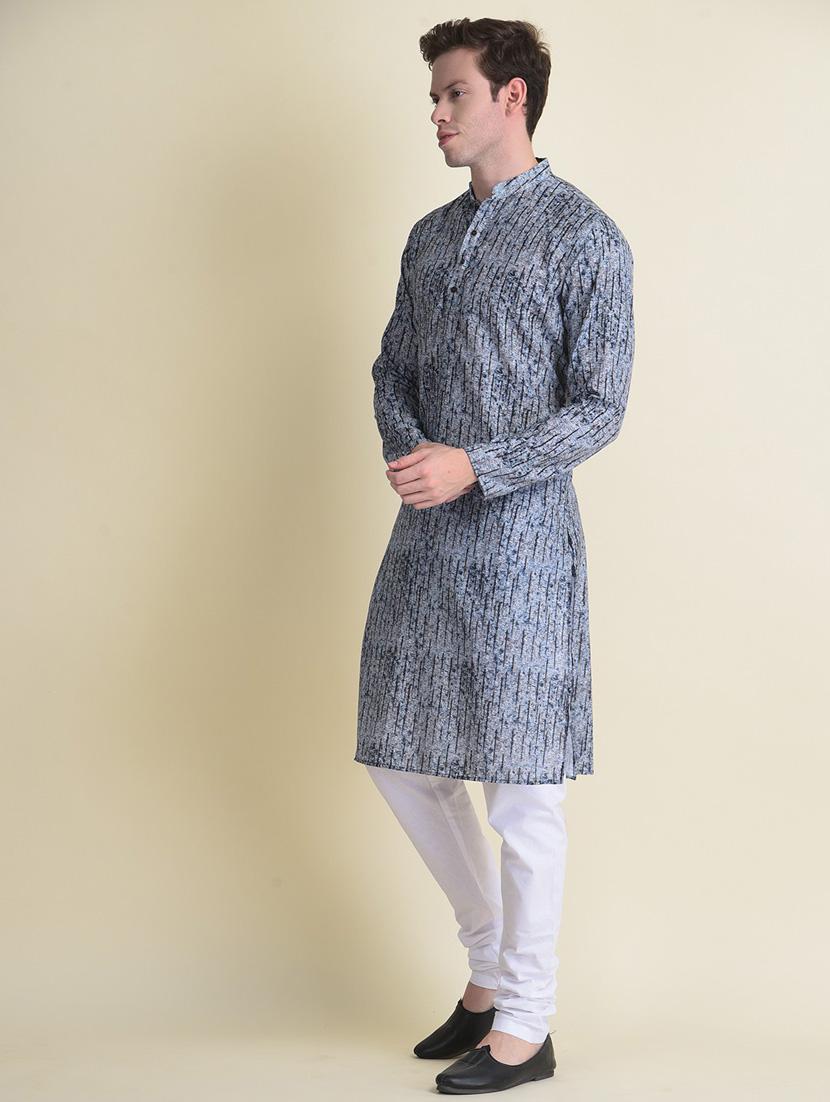 men printed kurta churidar ethnic wear set - 18876073 - Standard Image - 2