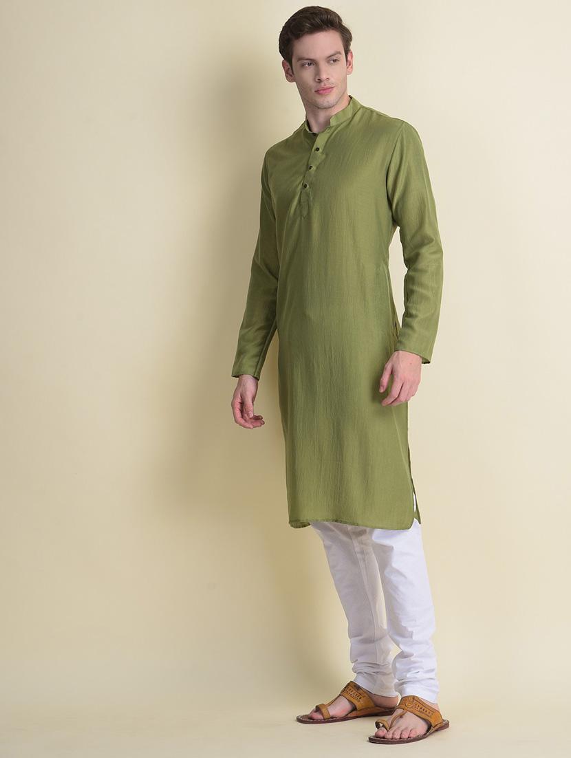 men solid kurta churidar ethnic wear set - 18876117 - Standard Image - 2