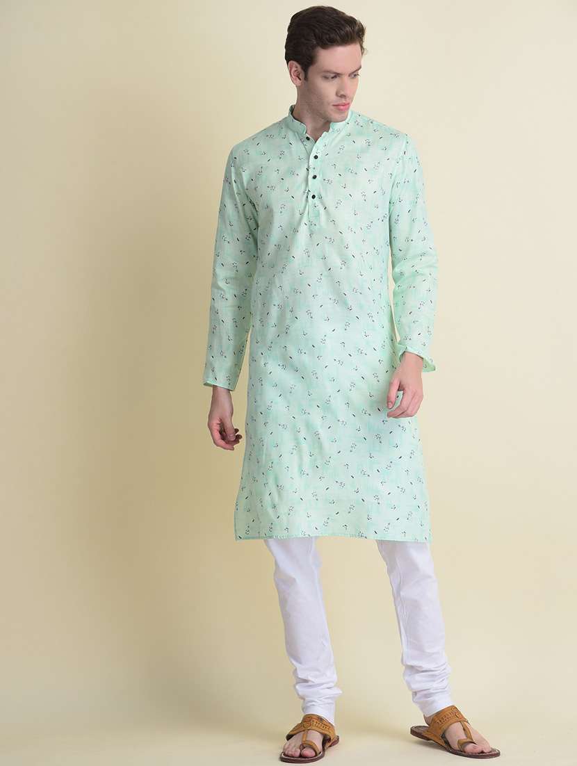 men printed kurta churidar ethnic wear set