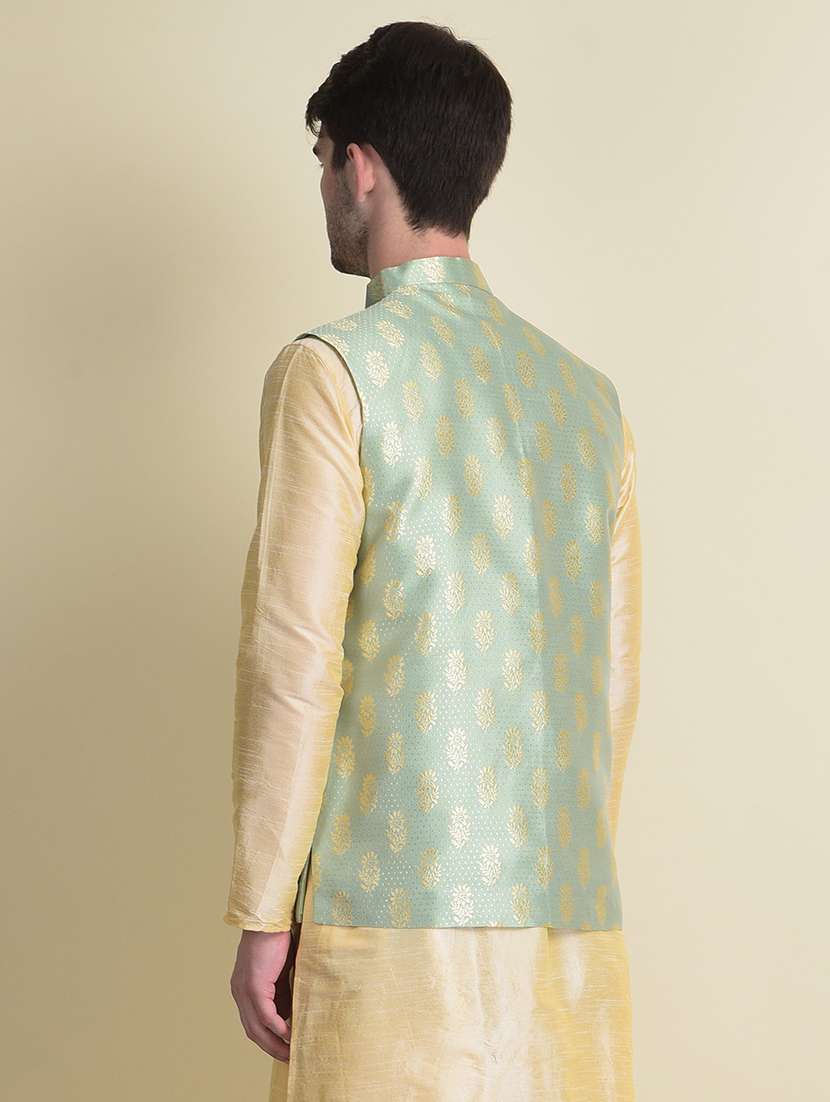 men self design mandarin collar nehru jacket - 18876176 - Standard Image - 2
