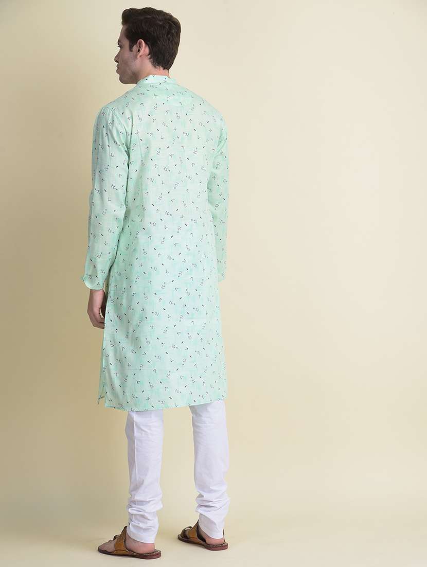 men printed mandarin neck long kurta - 18876266 - Standard Image - 2
