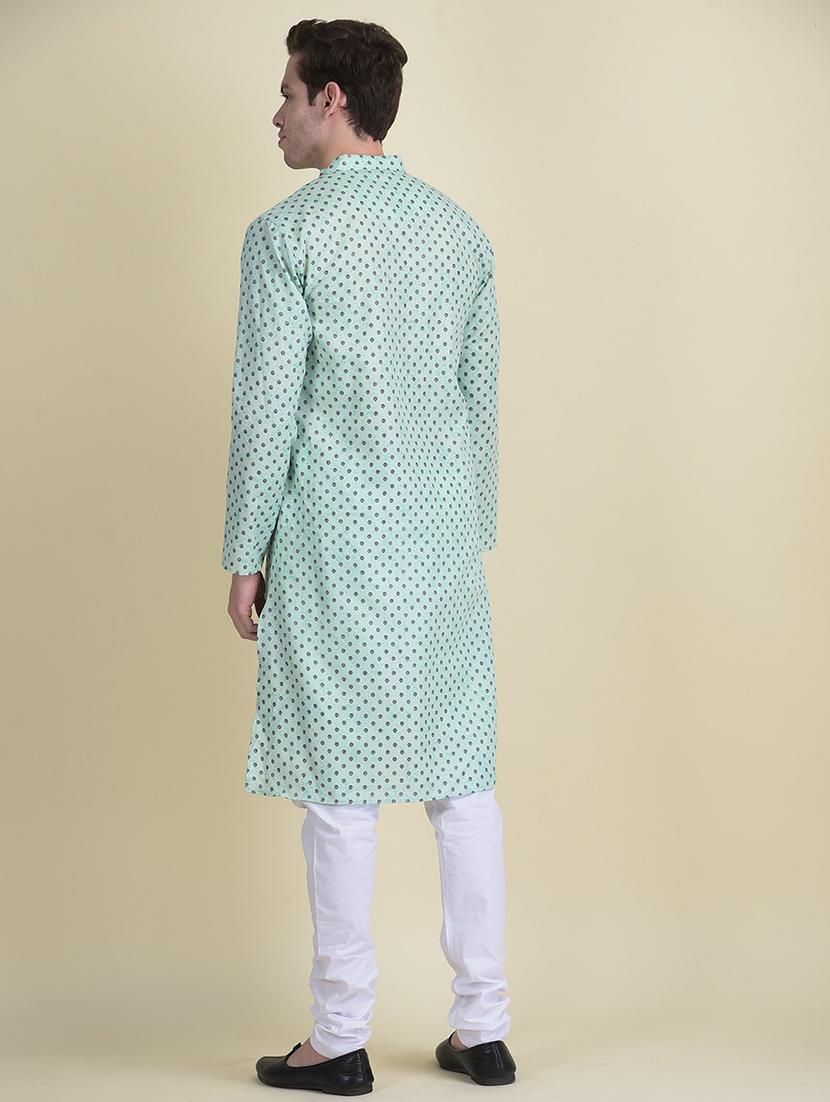 men printed mandarin neck long kurta - 18876271 - Standard Image - 2