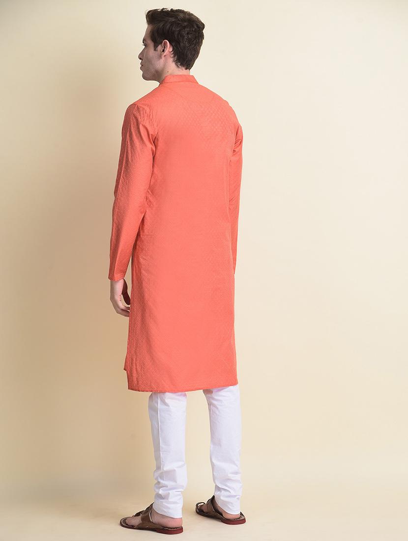 men self design mandarin neck long kurta - 18876288 - Standard Image - 2