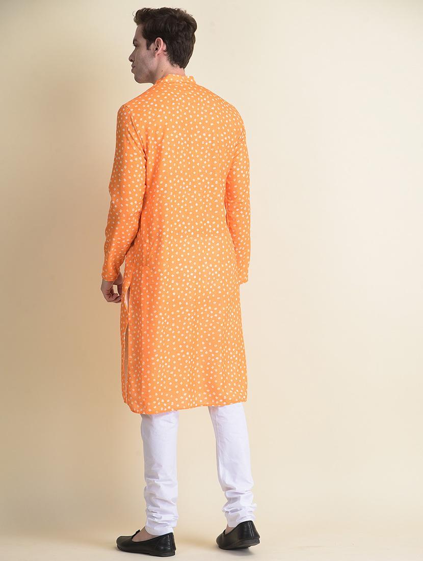 men printed mandarin neck long kurta - 18876294 - Standard Image - 2