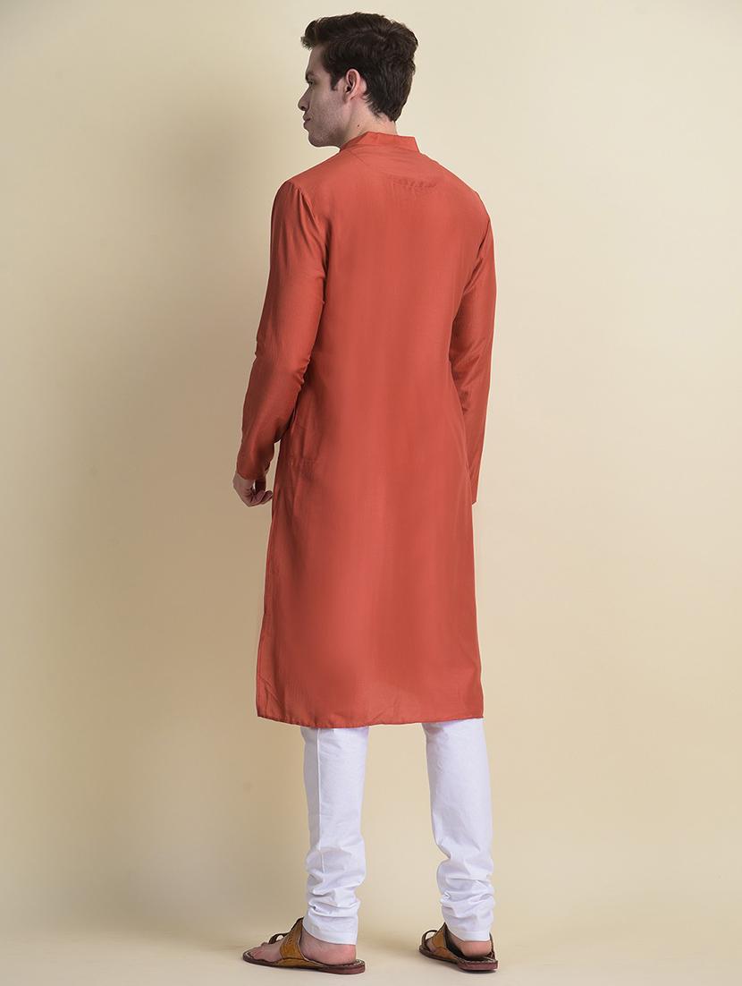 mandarin neck long sleeved long kurta - 18876316 - Standard Image - 2