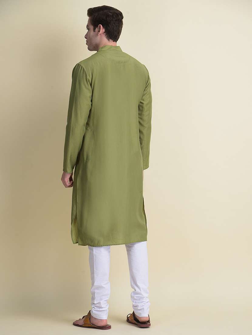mandarin neck long sleeved long kurta - 18876319 - Standard Image - 2