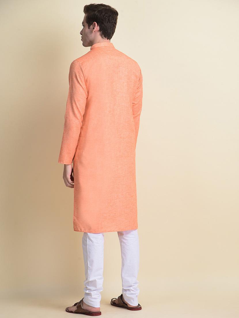 men solid mandarin neck long kurta - 18876325 - Standard Image - 2