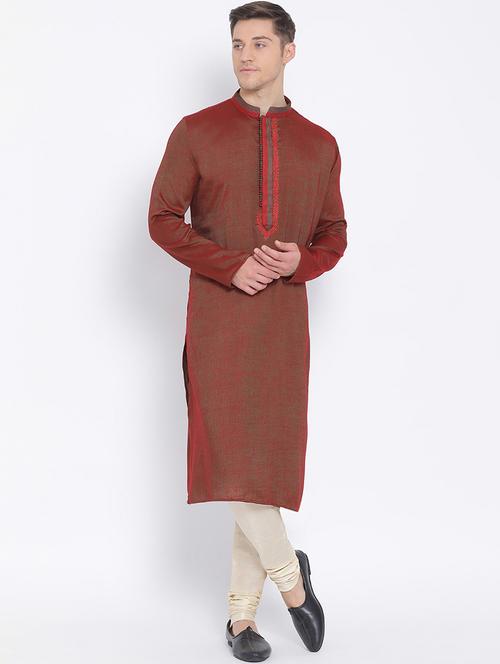 mandarin neck long sleeved kurta - 18876352 - Standard Image - 0