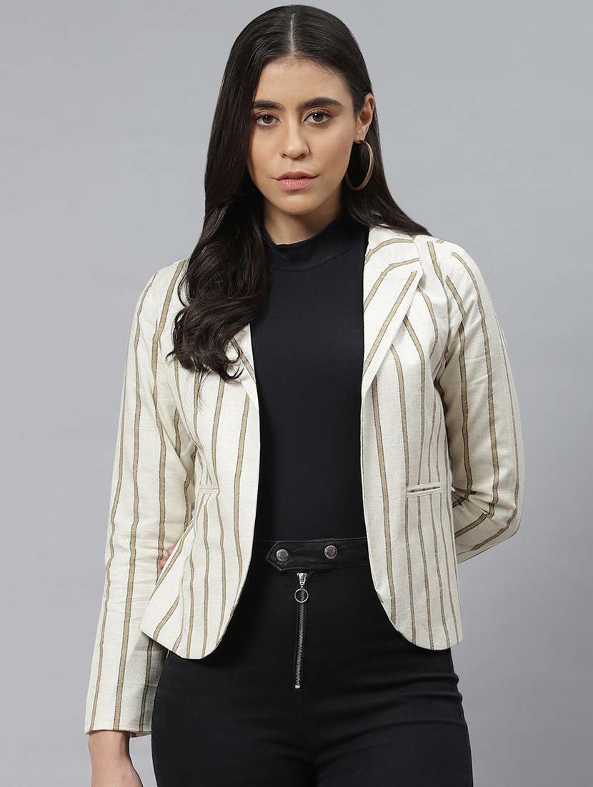 white cotton single breasted blazer