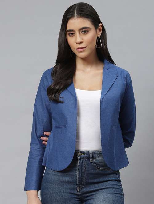 blue cotton single breasted blazer - 18876605 - Standard Image - 0