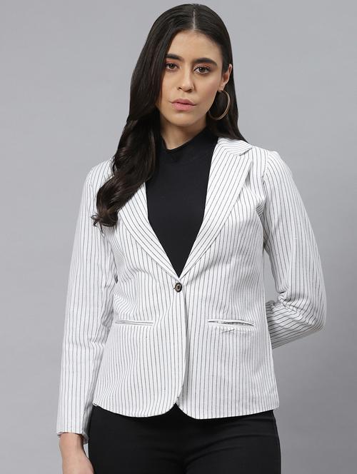 white cotton single breasted blazer - 18876606 - Standard Image - 0