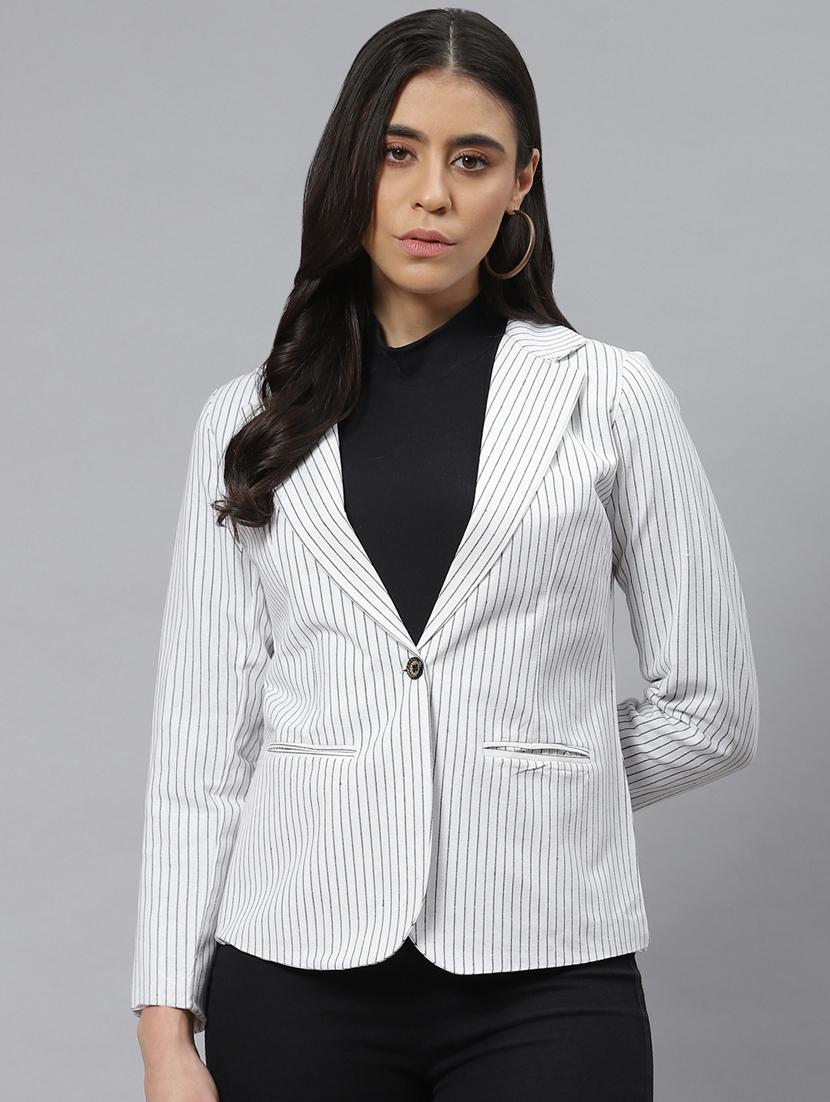 white cotton single breasted blazer - 18876606 - Zoom Image - 0