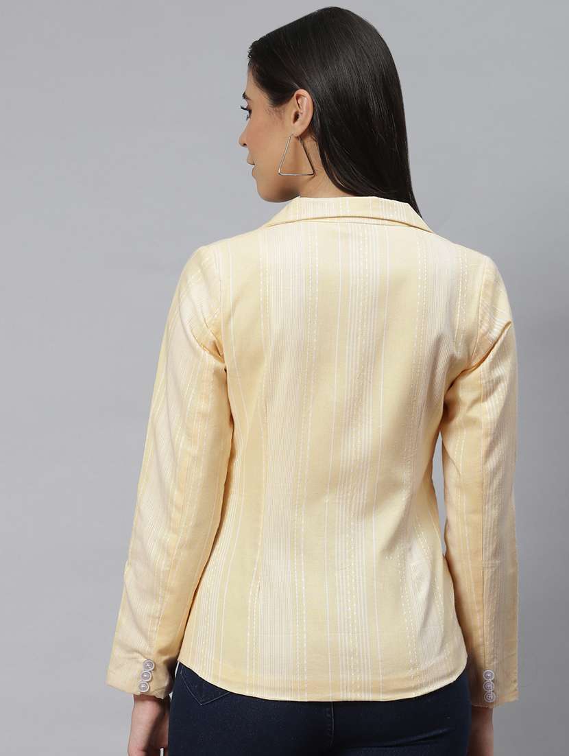 yellow cotton single breasted blazer - 18876607 - Standard Image - 2