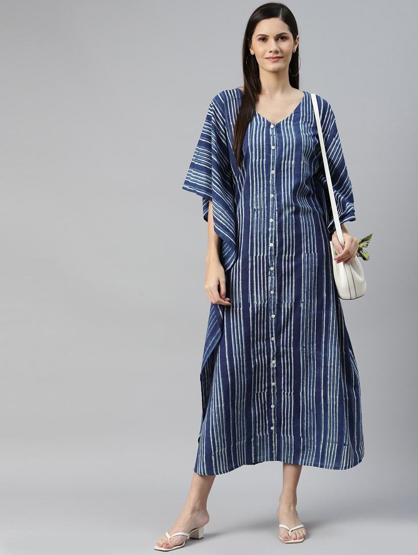 blue cotton kaftan dress - 18877431 - Standard Image - 2