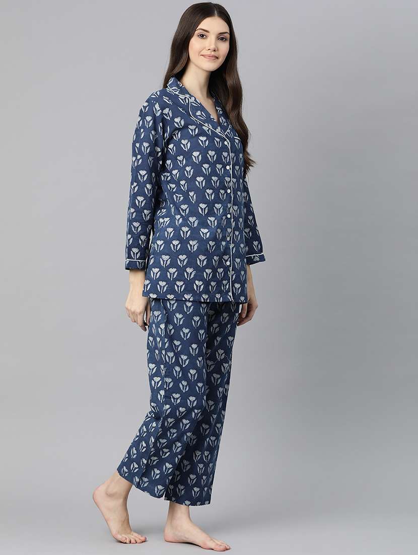 blue cotton pyjama nightwear set - 18877432 -  Standard Image - 2