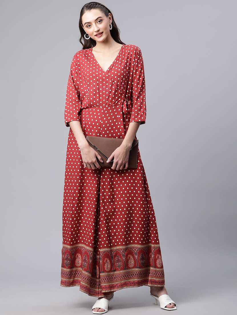 maroon rayon full leg  jumpsuit - 18877434 -  Standard Image - 2