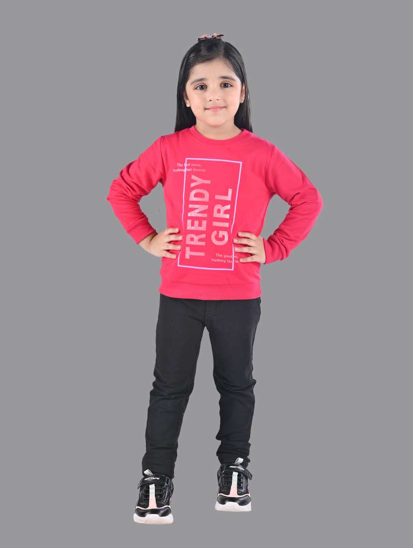 front print round neck sweatshirt