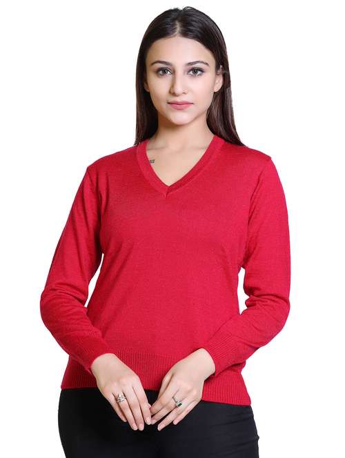 v-neck solid pullover - 18878021 - Standard Image - 0