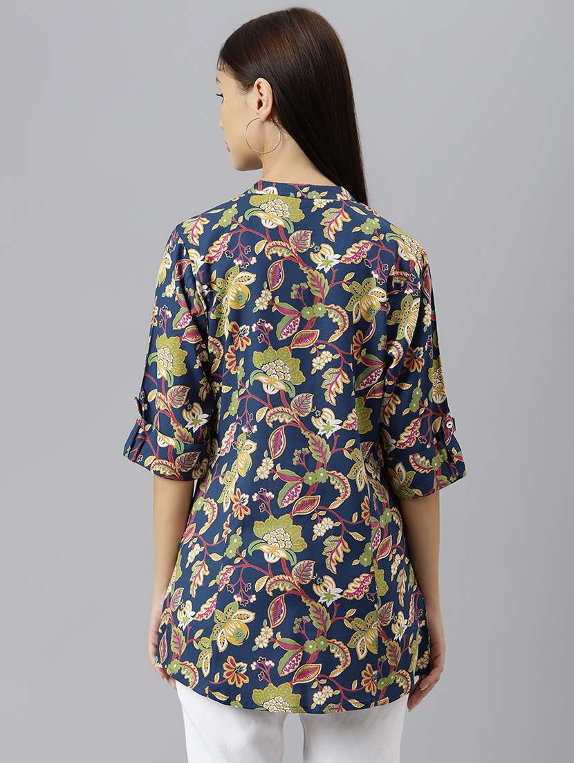 women's a line mandarin neck top - 18878039 - Standard Image - 2