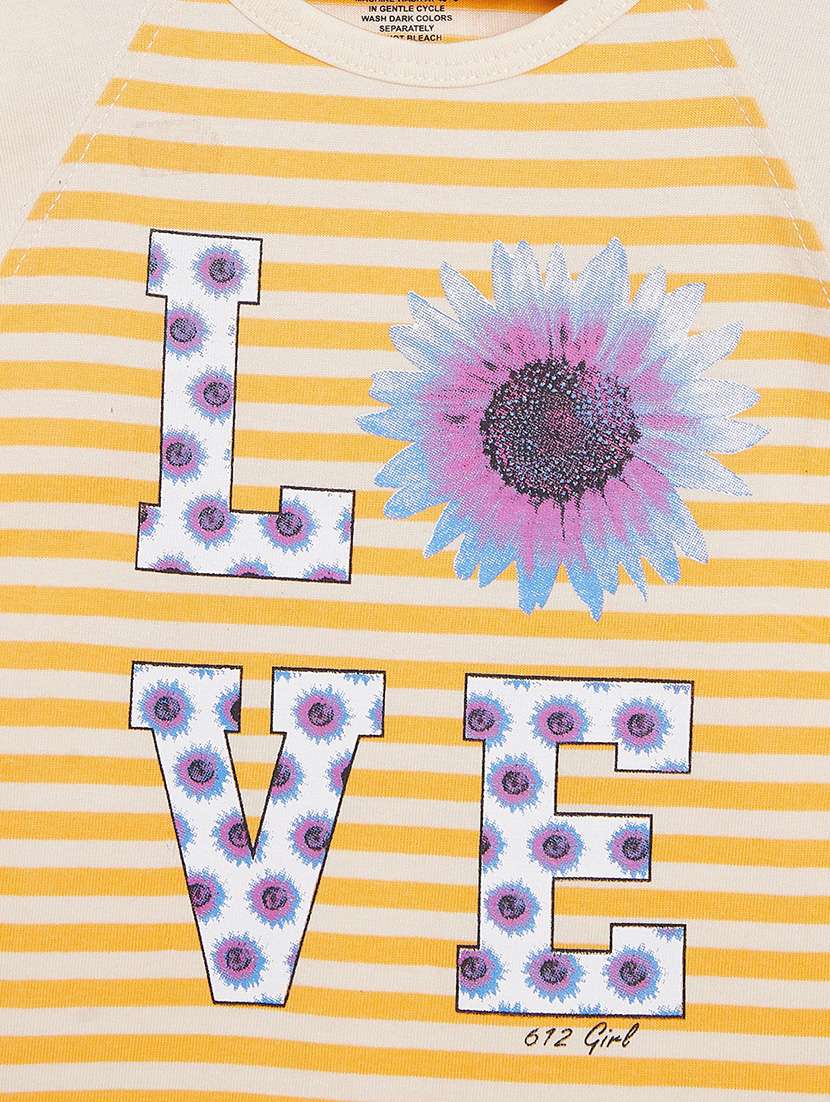yellow striped chest print regular top - 18878894 -  Standard Image - 2