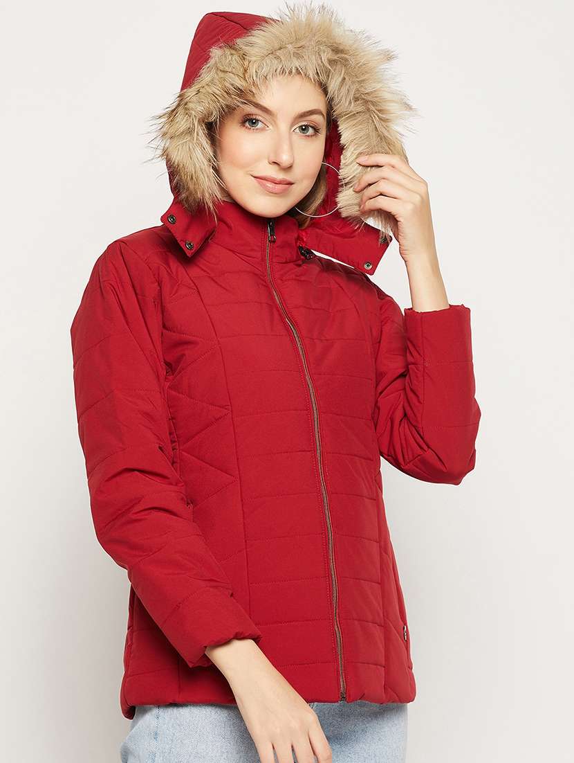 red quilted hooded jacket - 18880945 -  Standard Image - 2