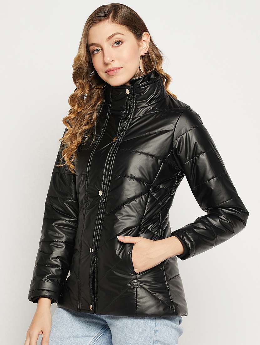 women solid long sleeve quilted jacket  - 18880954 -  Standard Image - 2
