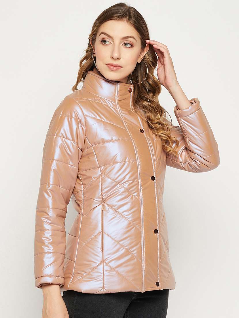 brown quilted jacket with standing collar - 18880955 -  Standard Image - 2