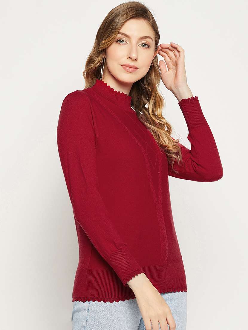 women long sleeves self design pullover - 18881383 -  Standard Image - 2