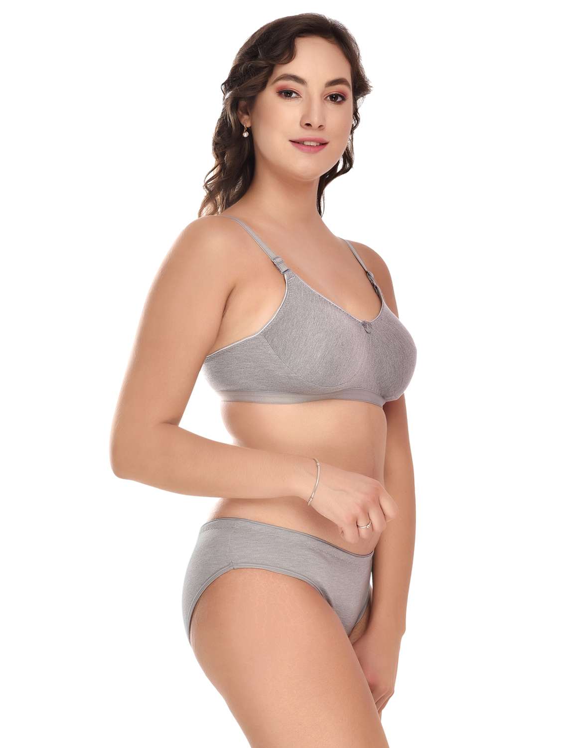 solid cotton regular bra & panty set - 18882566 - Standard Image - 2