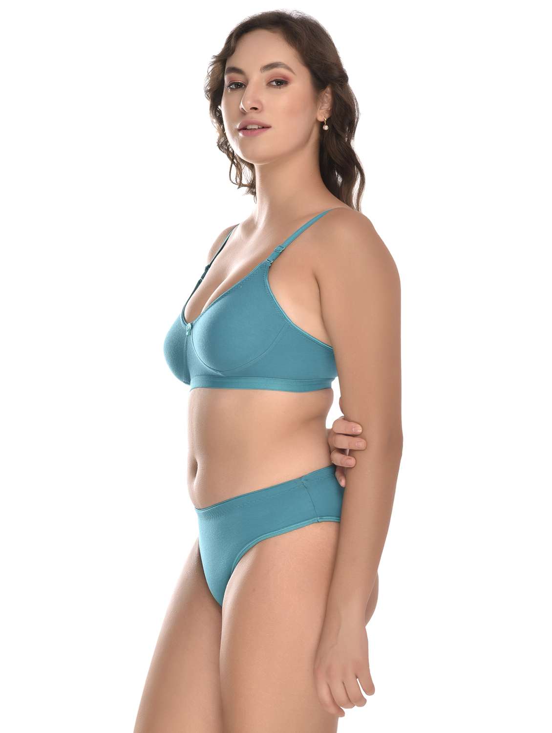 solid cotton regular bra & panty set - 18882577 - Standard Image - 2