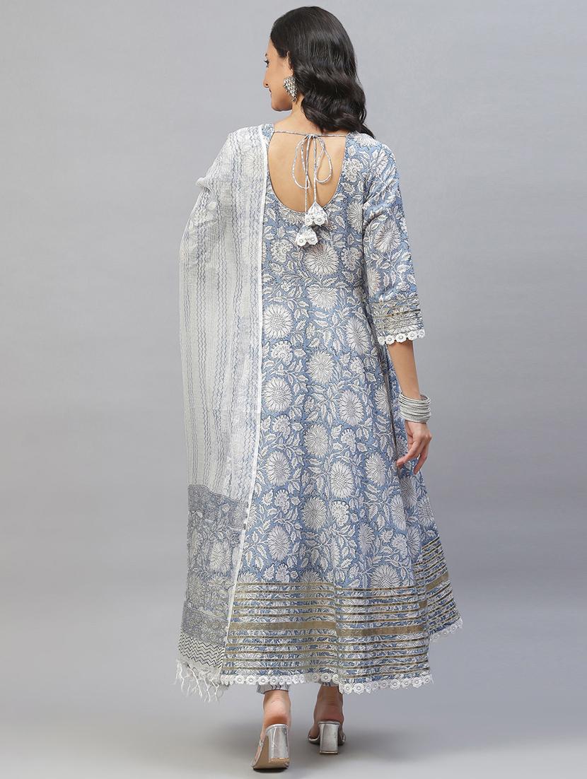 women three quarter sleeve kurta pant with dupatta set - 18882603 - Standard Image - 2